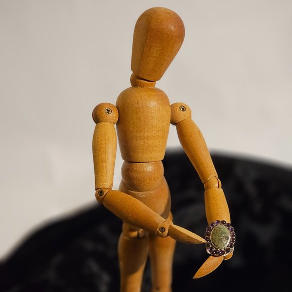 Vintage Sunburst Chrysocolla & Amethyst Ring - Picture 6 of 6